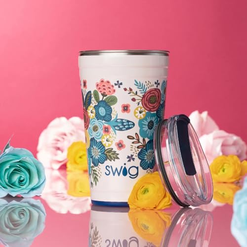 Swig Life 32oz Insulated Tumbler, Travel Coffee Tumbler with Lid, Cup Holder Friendly, Stainless Steel Travel Coffee Mug, Glitter Tumbler, Glitter Gifts (Confetti)