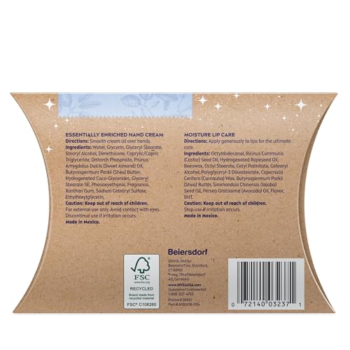 NIVEA Moisturizing Must-Haves Skin Care Set, Essentially Enriched Hand Cream with Almond Oil and Shea Butter, 2.6 Oz Tube (Pack of 2) + Moisture Lip Care Lip Balm, 0.17 Oz Stick (Pack of 2)