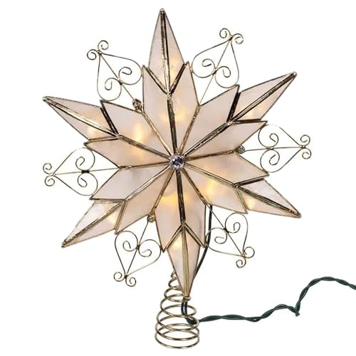 Kurt Adler 10-Light 6-Point Capiz Star Treetop with Scroll Design