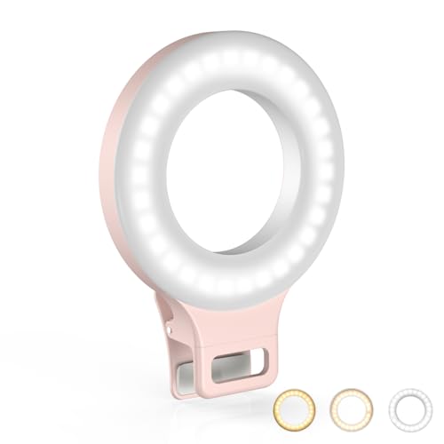 Clip on Ring Light, Kimwood Rechargeable 60 LED Selfie Ring Light for Phone, Laptop, Tablet (3 Models, 5 Level Brightness)