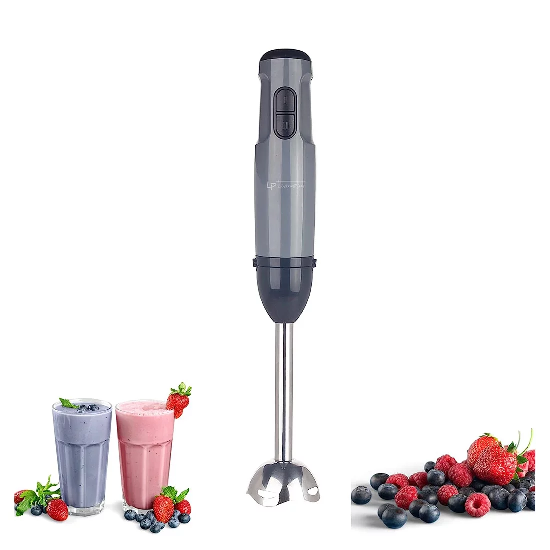 LP Living Plus Electric Hand Blender, 400W with Two speed control, Detachable Base, Kitchen Blender for Smoothie, Puree, Coffee