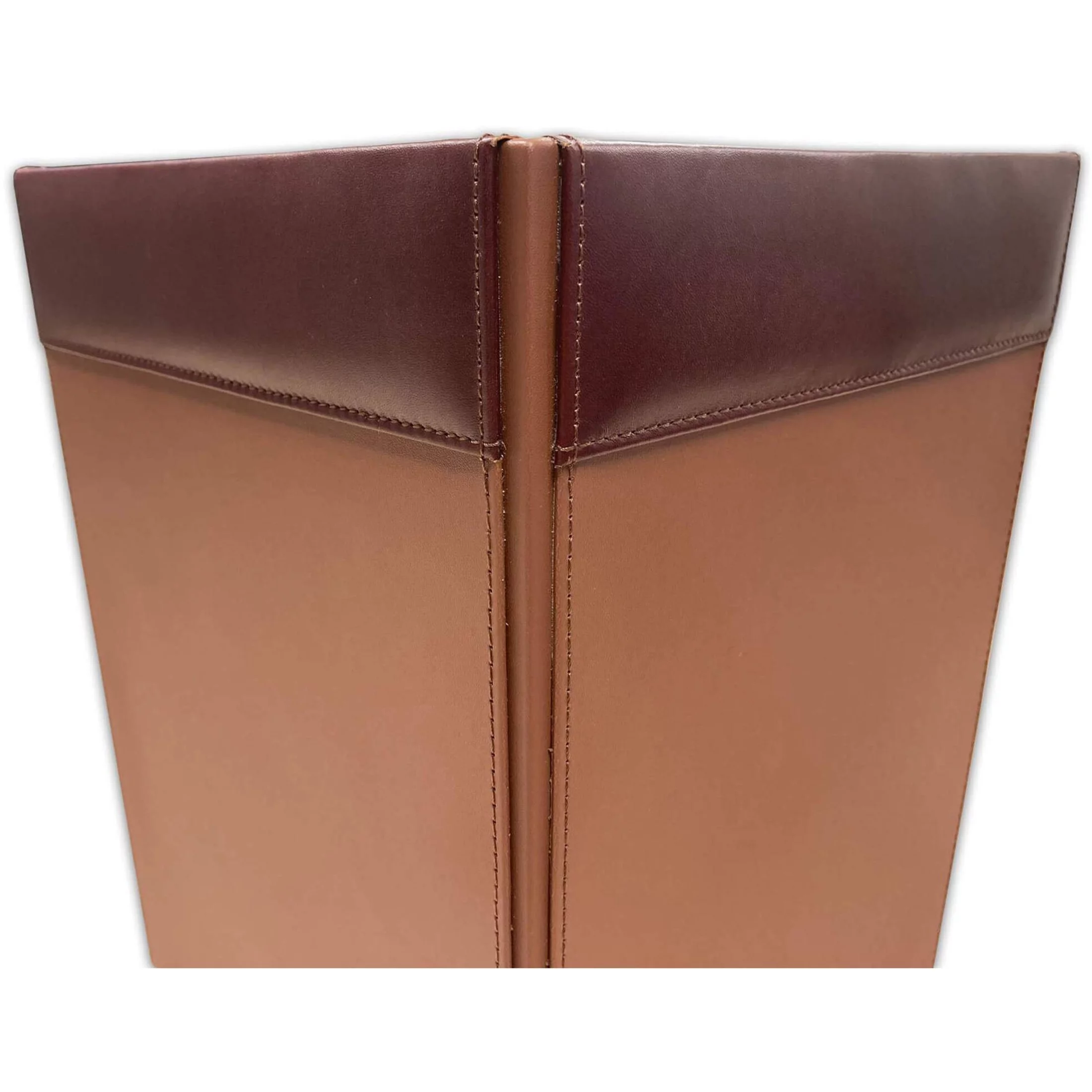 Mocha Leather Square Waste Basket