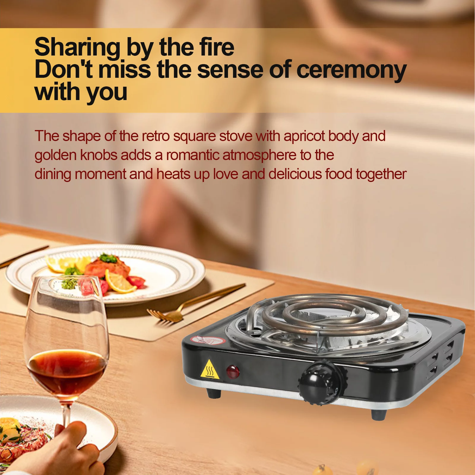 1000W Single Burner Hot Plate Adjustable Temperature Electric Furnace Kitchen Cooker 110V US