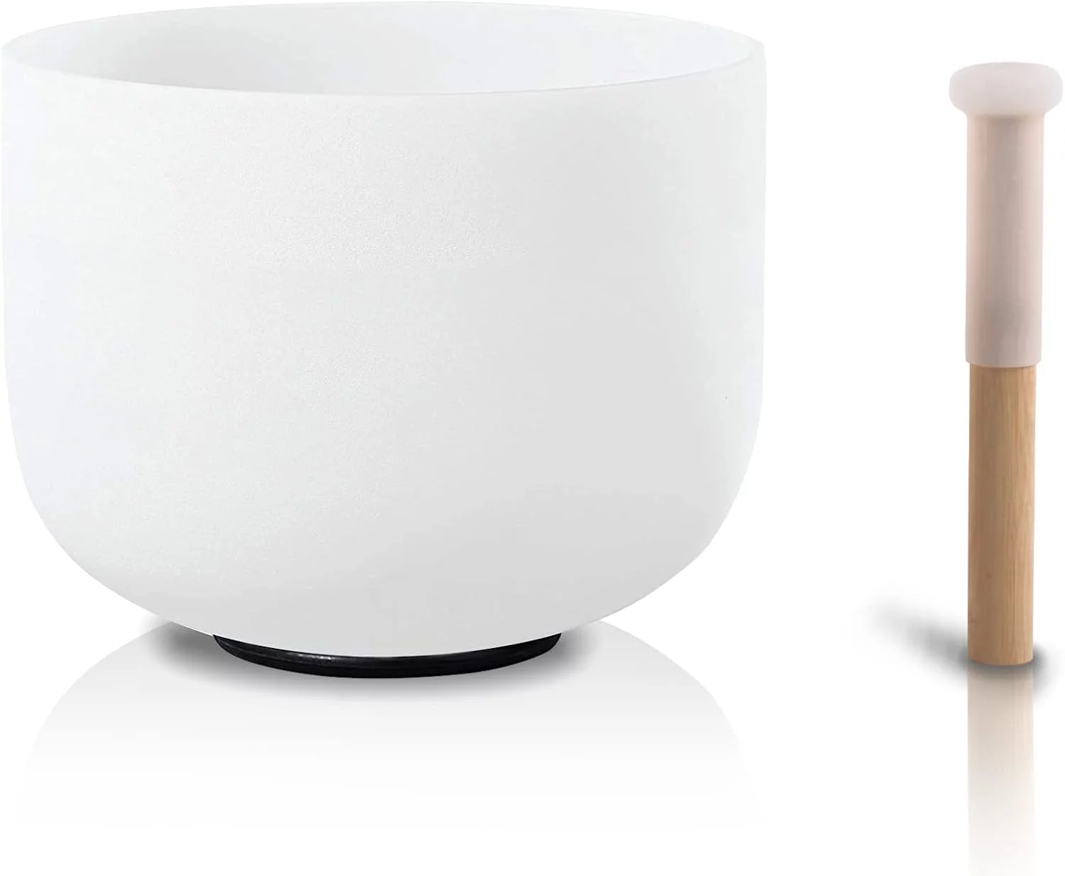 FMTY 9 inch G note (Throat) Frosted Quartz Crystal singing bowls with mallet set sound bowl for healing Mindfulness, Meditation, Yoga, Spiritual and Body Healing Chakra Bowl