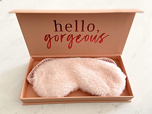 Know Your Worth 100% Mulberry Silk Sleep Eye Mask + Luxury Gift Box - Soft Faux Fur on One Side, Silk on Other - 100% Blackout - Best Gift for Her