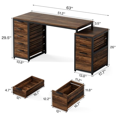 Tribesigns Computer Desk with 8 Drawers, 63