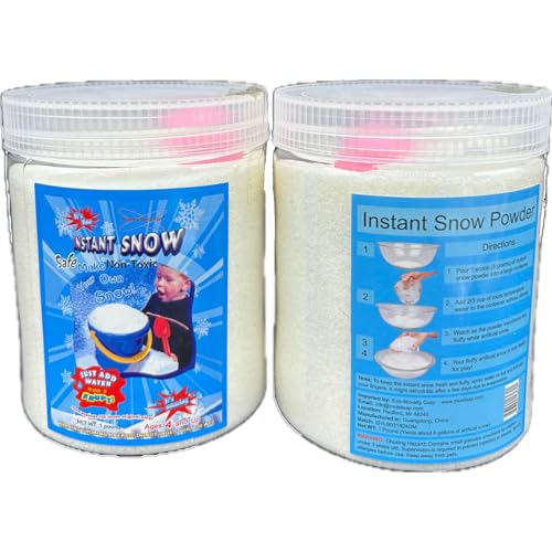 Instant Snow Powder – 1 lb Jar – Fun Sensory Faux Snow Play, Feels Like Real Snow, Cool & Damp (Buy 2 for 16 Gallons of Snow!)