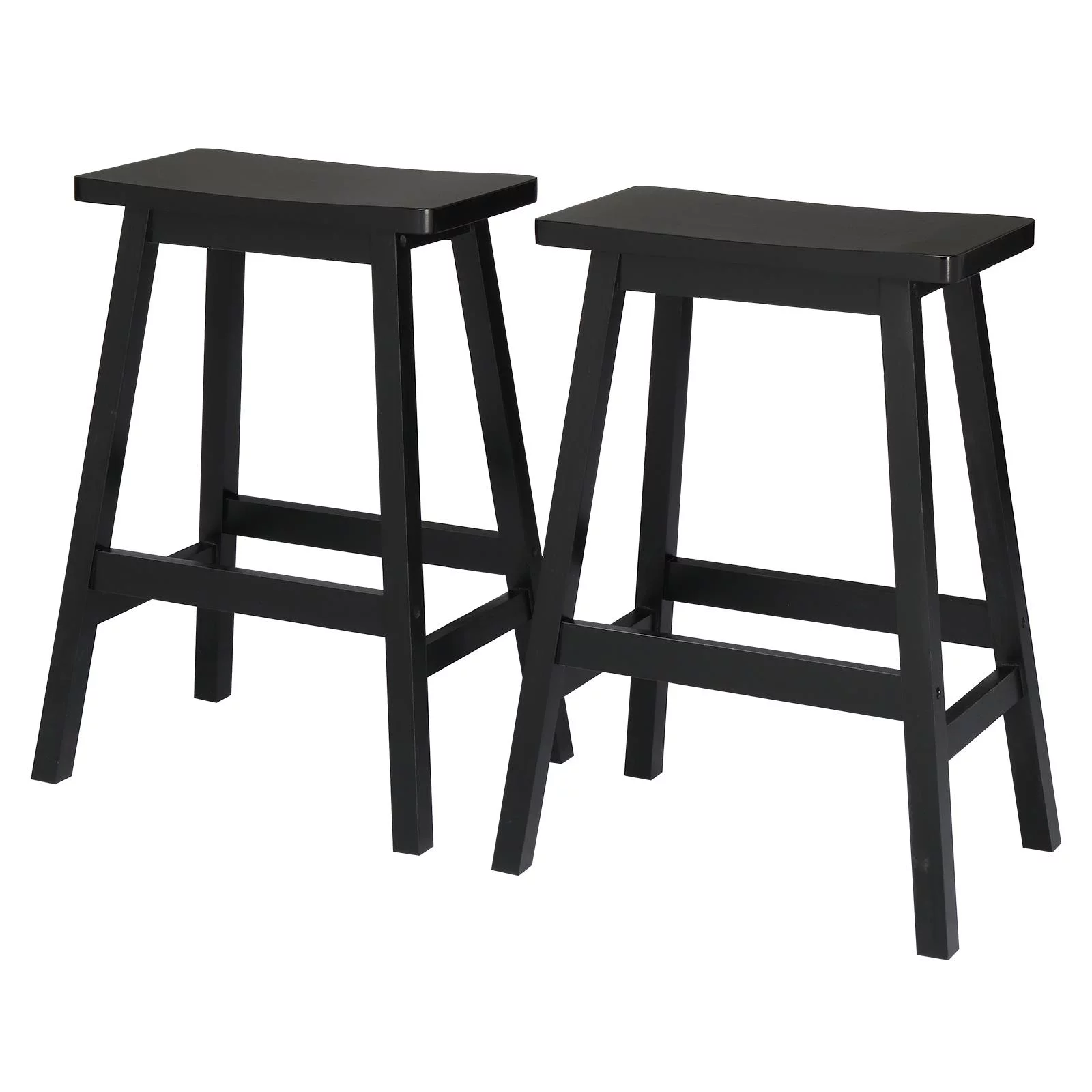 Ktaxon Set of 4 Bar Stools Home Kitchen Dining Room Saddle Seat Wooden Pub Chair Counter Stools Black