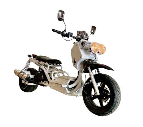 50cc Stretched Scooter Generation 1, Automatic Transmission, PMZ50-19, Wide 205/30-12 Rear Tire, Retro Speedometer, Gas Gauge, Street Legal Moped for Adults, Powerful 49cc GY6 Engine