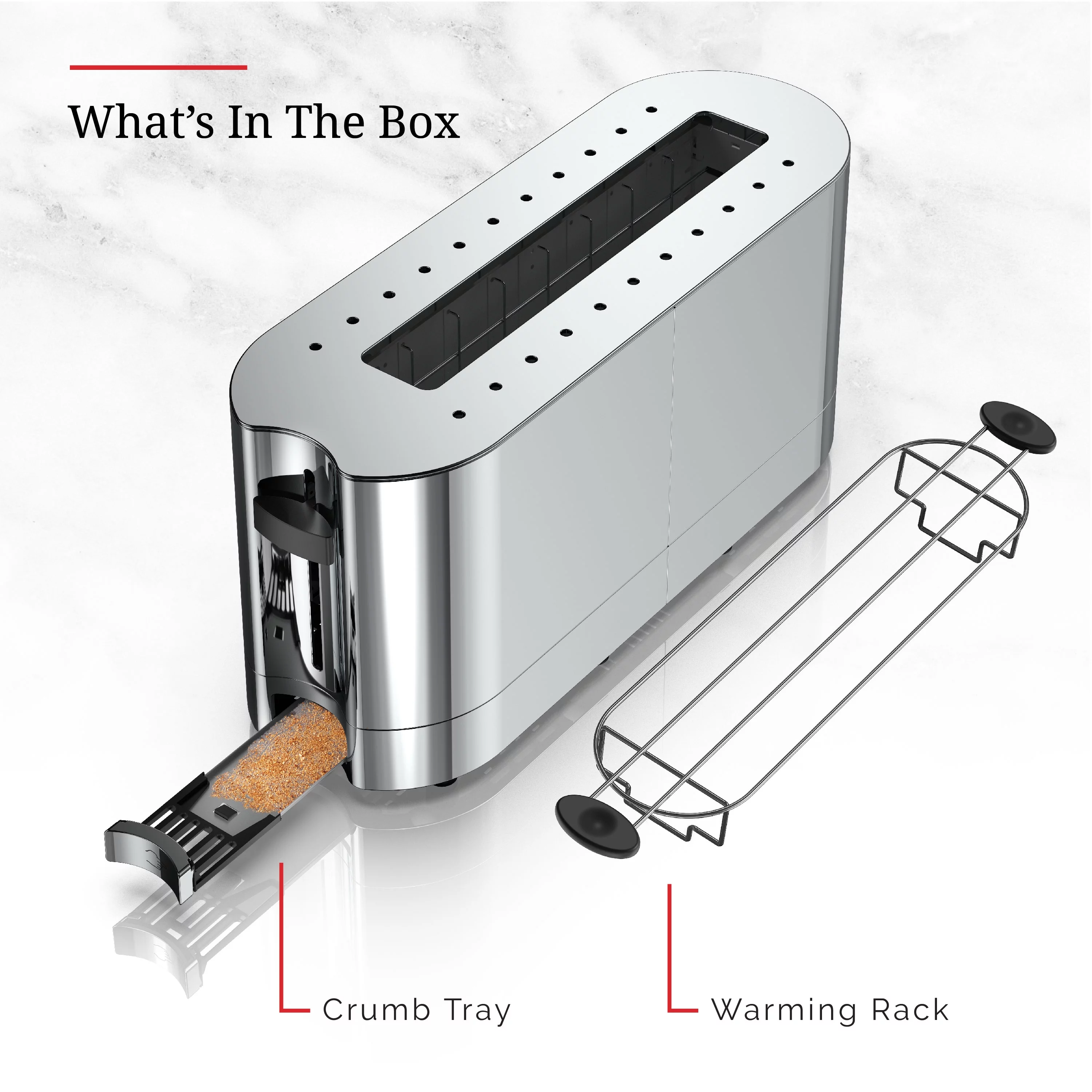 Russell Hobbs 2-Slice Glass Accent Long Toaster, Black & Silver, TRL9300BKR