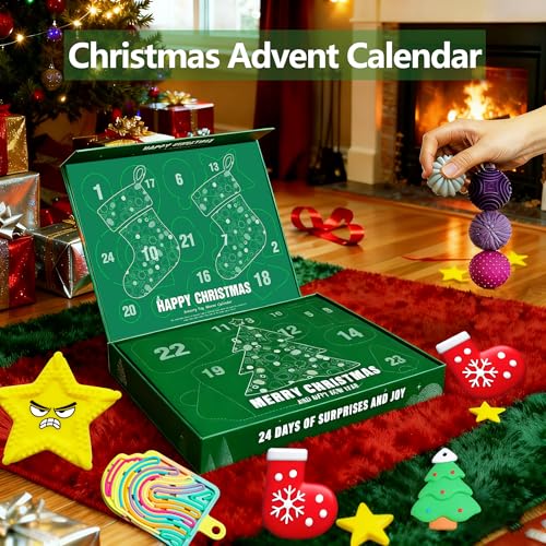 Christmas Countdown Surprise Blind Box, Kids' Sensory Stone Set - 24-Day Countdown, Holiday Gift for Sons, Daughters, Friends, Classmates and Autistic Children, 2025 Christmas Surprise Gift