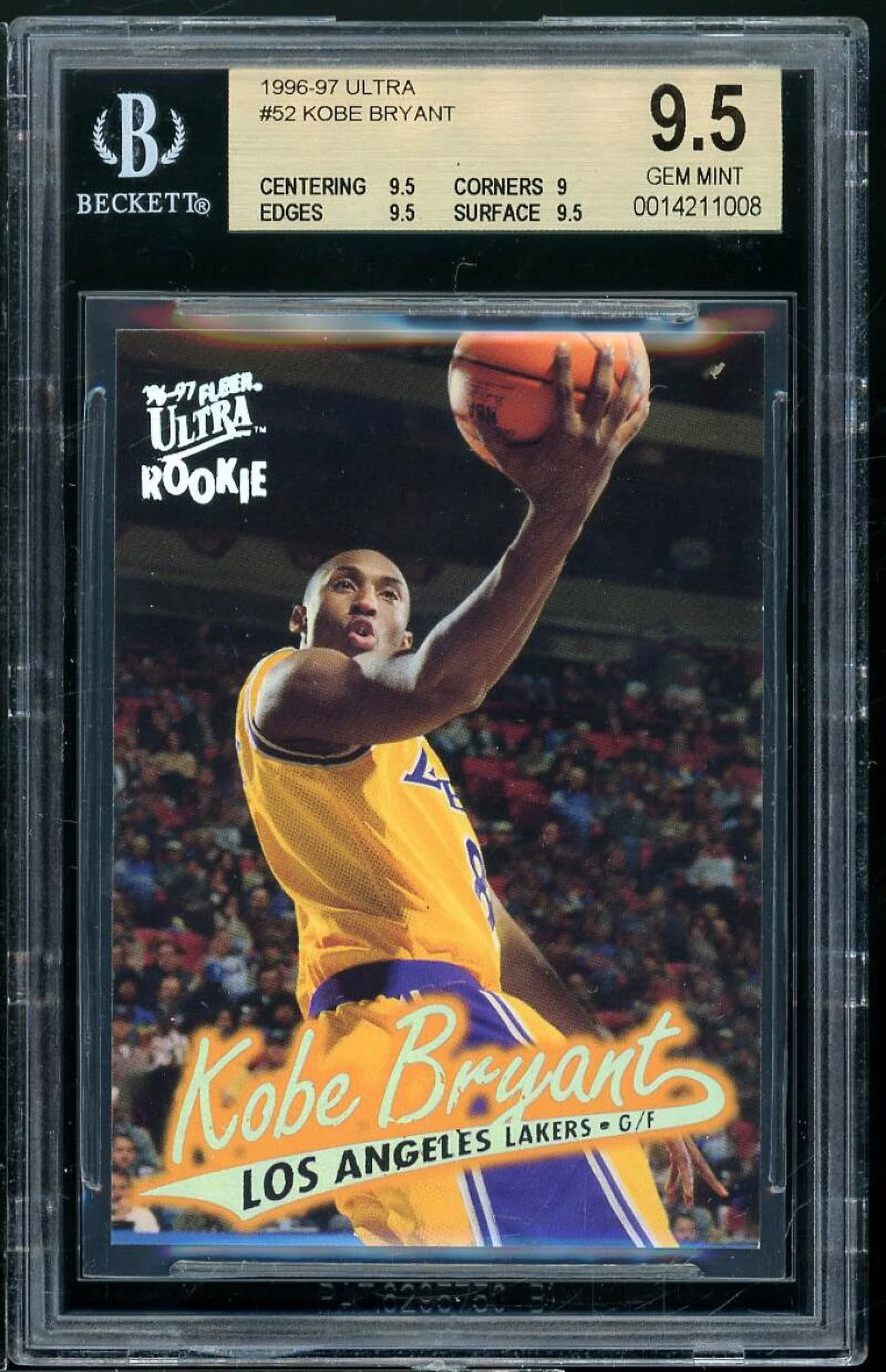 Kobe Bryant Rookie Card 1996-97 Ultra #52 BGS 9.5 (9.5 9 9.5 9.5)