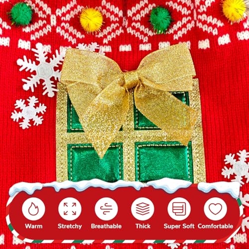 PETCARE Brown Reindeer Dog Sweater Christmas Vest Ugly Snow Xmas Puppy Costume Pet Holiday Warm Fall Winter Clothes for Small Medium Large Dogs Cats Pullover Sweaters Outfits