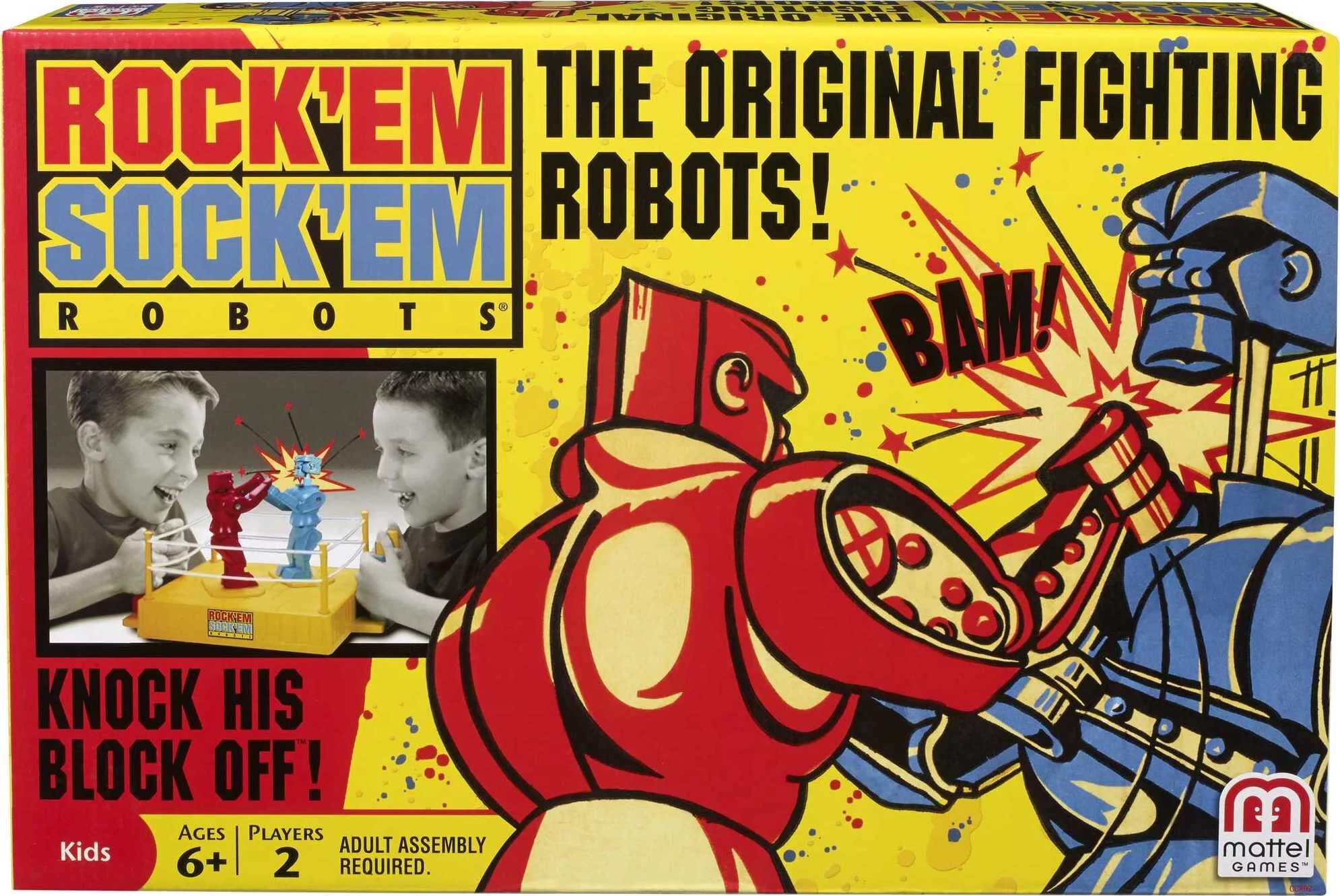 Rock 'Em Sock 'Em Robots Kids Game, Fighting Robots with Red Rocker & Blue Bomber