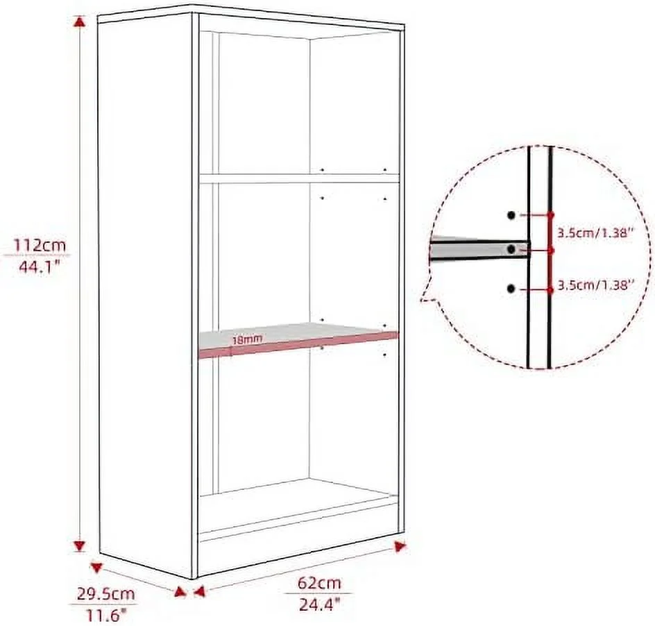 RUNFAYBIU 5  Wood Bookcase Freestanding Display  Adjustable Layers Bookshelf for Home Office Library Small Narrow Space (White  5-Layers 24.4W x 11.6D x 68.9H inch)