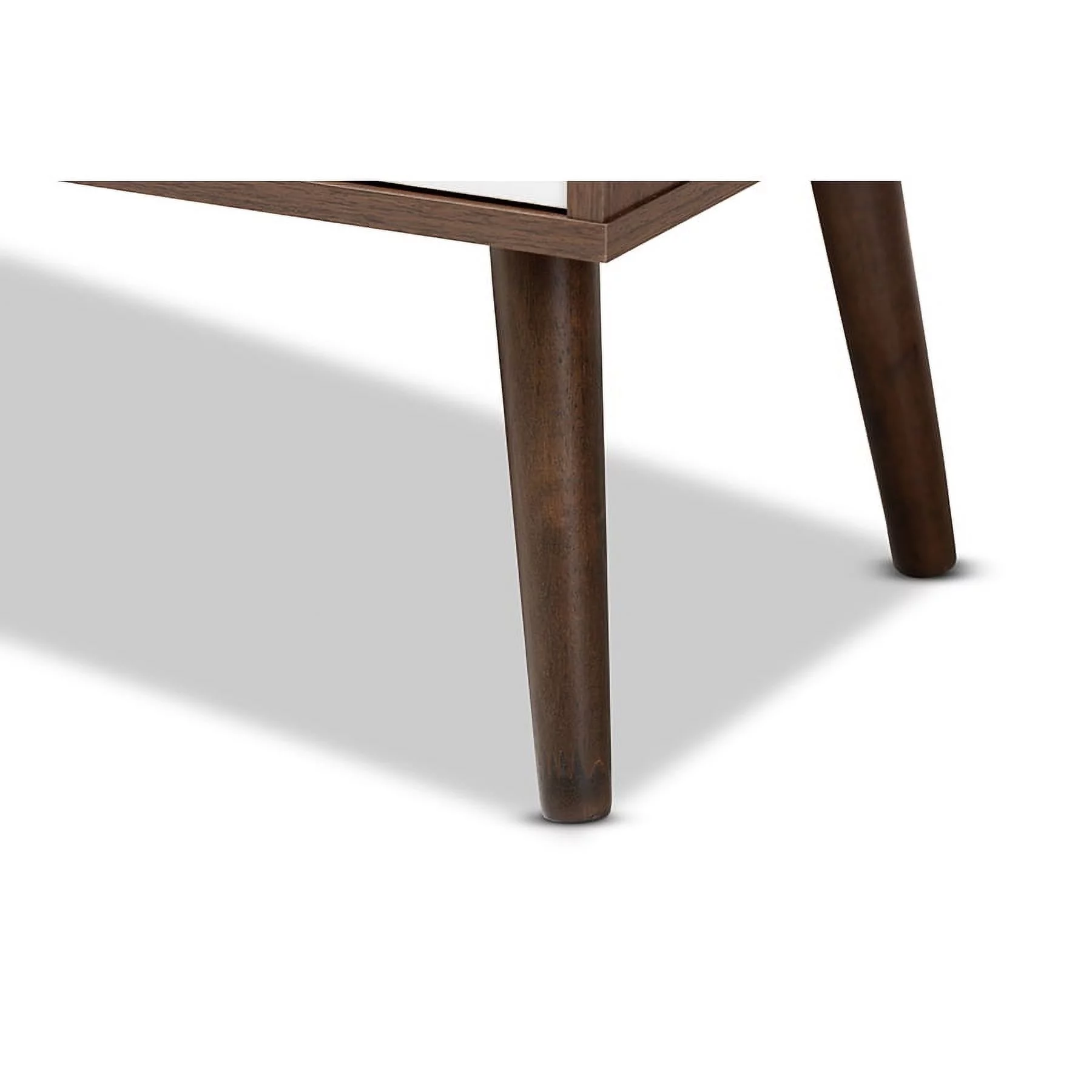 Leena Mid-Century Modern Two-Tone White and Walnut Brown Finished Wood 3-Drawer Sideboard Buffet