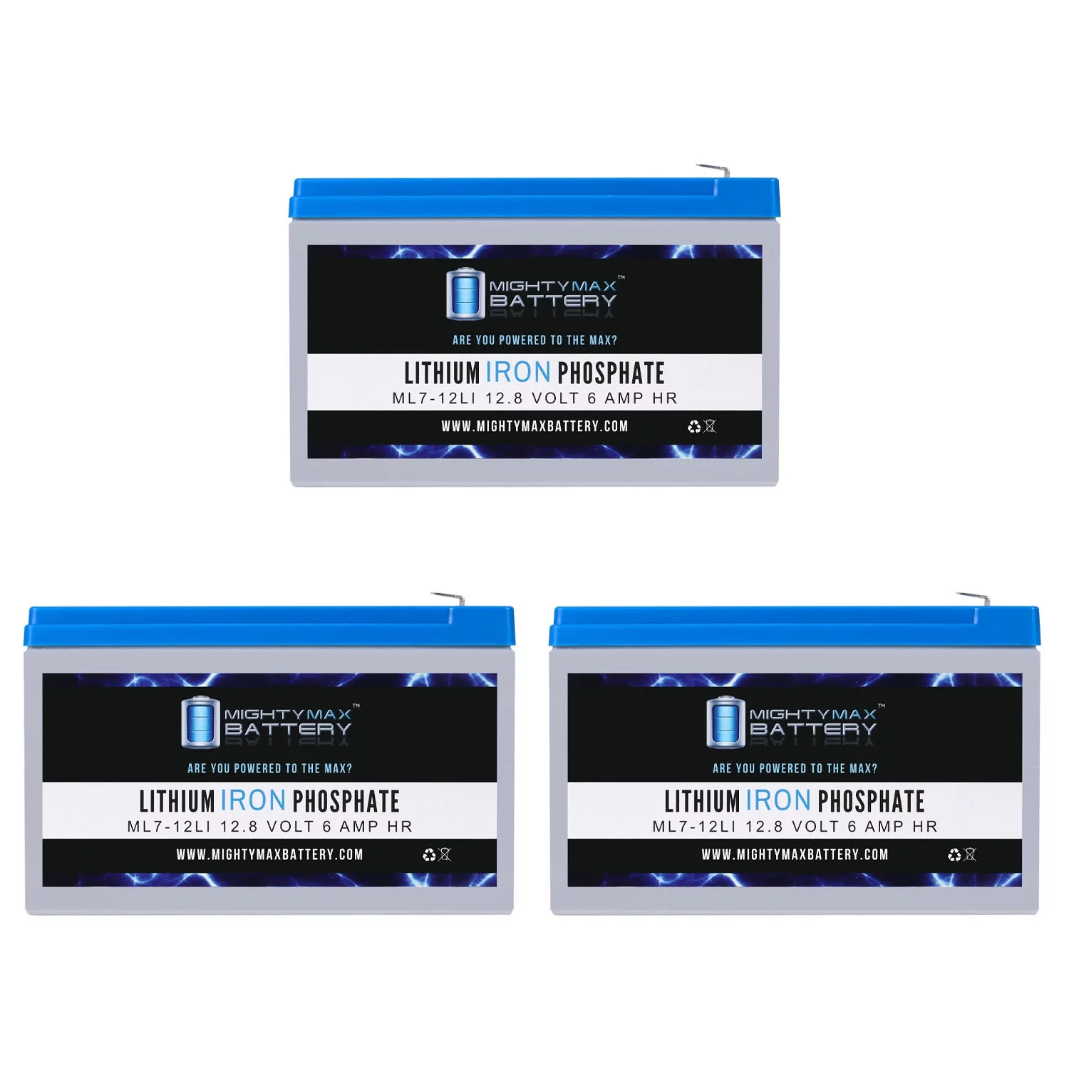 12V 7AH Lithium Replacement Battery Compatible with Exide EP1229W - 3 Pack