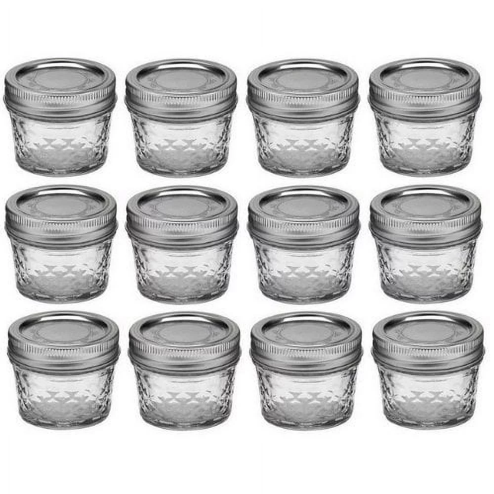 Ball Mason 4oz Quilted Jelly Jars with Lids and Bands, Set of 12