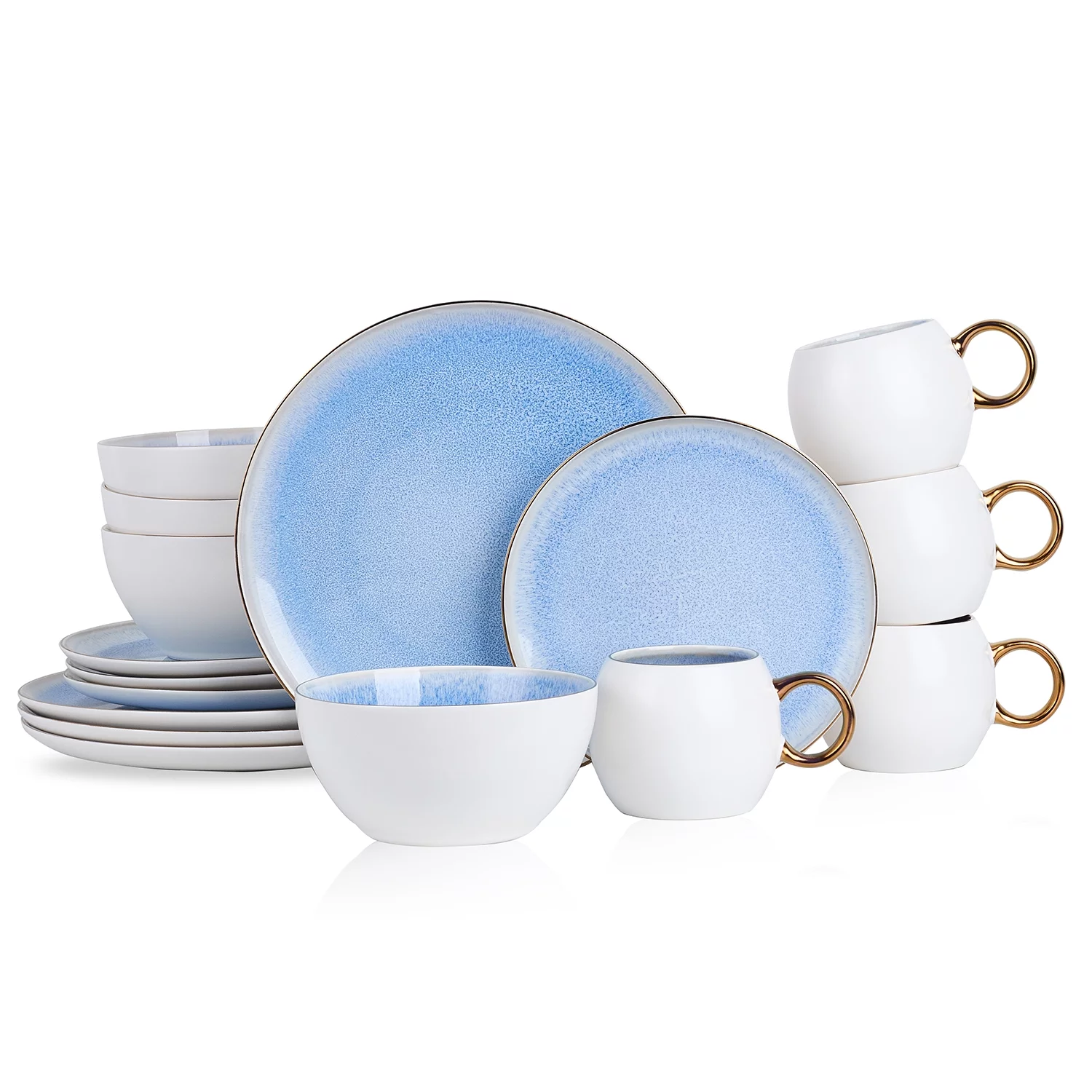Stone Lain Josephine 16-Piece Dinnerware Set Porcelain, Blue