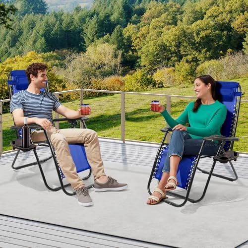 Zero Gravity Chair with Cup Holder & Removable Pillow, Adjustable Reclining Outdoor Patio Folding Chairs for Adults Portable Lounge Chair Furniture for Poolside, Lawn, Beach, Camping, Beige