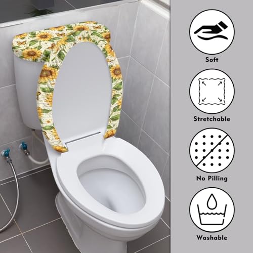 Christmas Bow Bell Toilet Tank Lid Cover and Toilet Seat Lid Cover 2 Pcs Set Toilets Covers with Elastic Cloth Fits Most Toilets Tanks & Lids