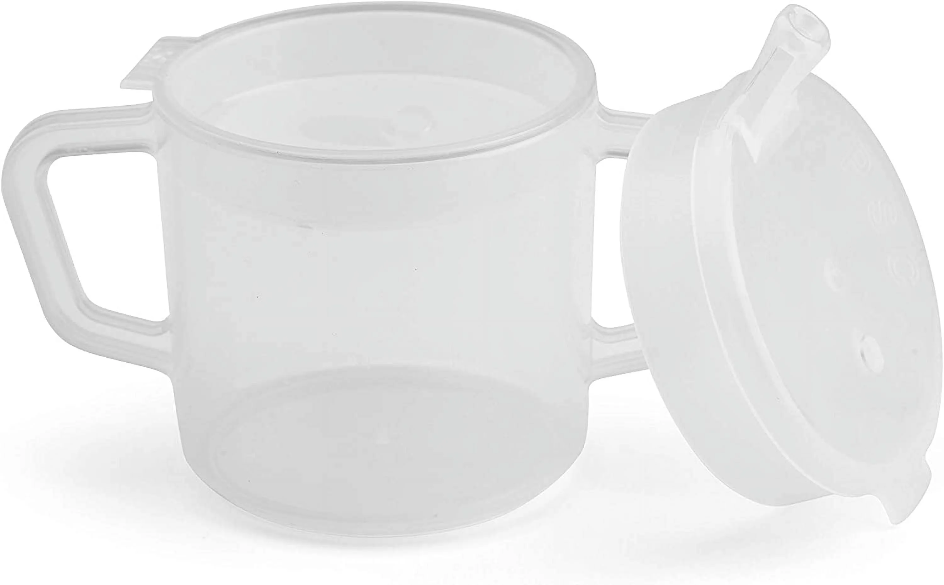 Providence Spillproof Compact 8 oz Adult Sippy Cup w/ 2 Handles, Clear / 6 Pack