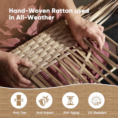 7 Piece Wicker Patio Furniture Set,Outdoor Conversation Sectional Sofa w/Coffee Table,All-Weather Outdoor Sofa with Thick and Anti-Slip Cushions for Deck,Poolside,Garden,Beige