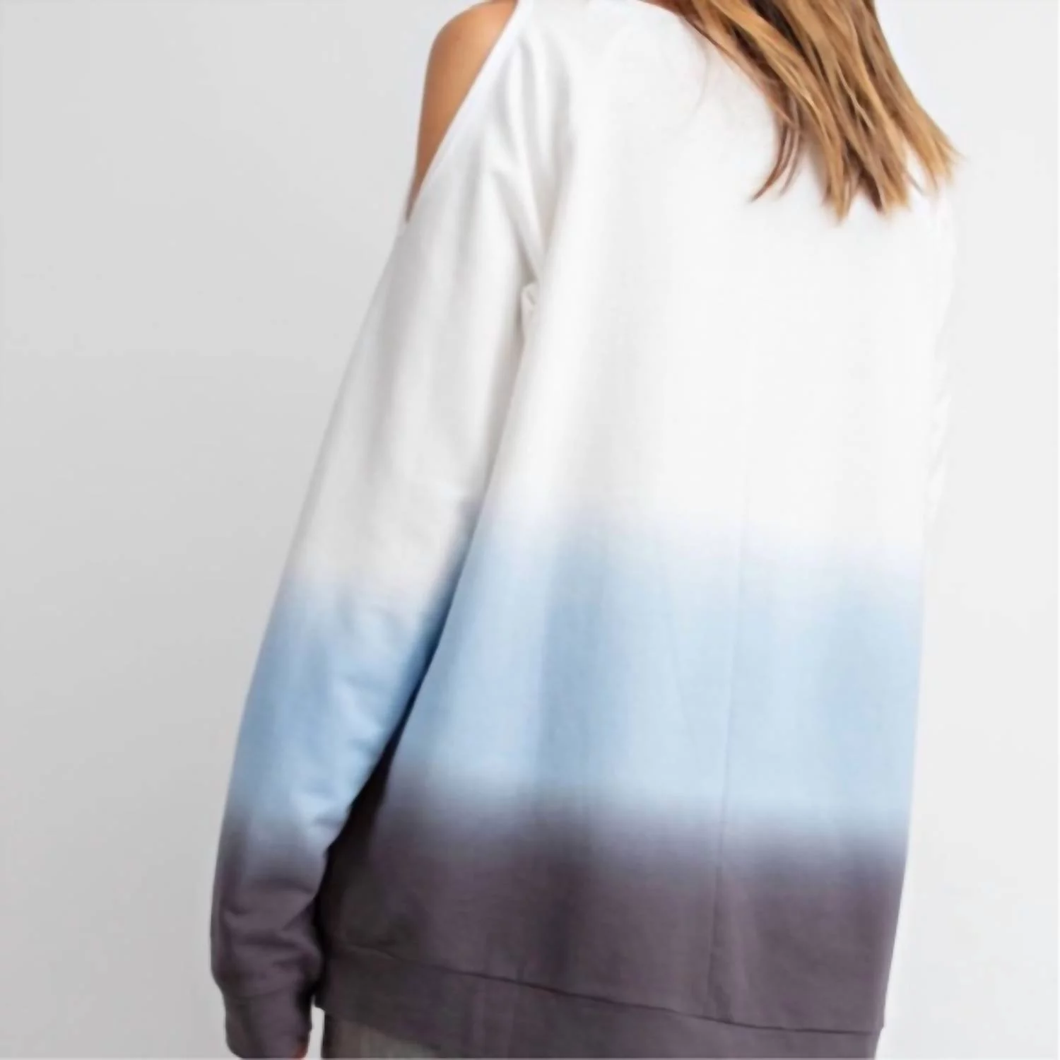 Easel Tie Dyed Terry Cold Shoulder Top