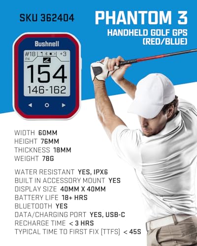 Wearable4U - Bushnell Phantom 3 GPS Rangefinder Blue with BITE Magnetic Mount and GreenView with Lens Cleaning Cloth Bundle