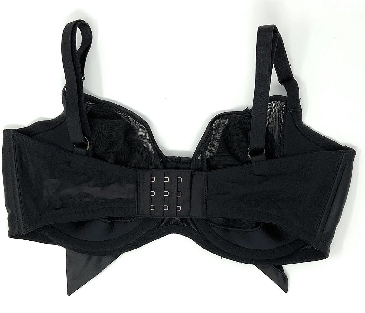 Victoria's Secret Dream Angels Push-Up Without Padding Bra Black Mesh Satin Bow 36DDD NWT