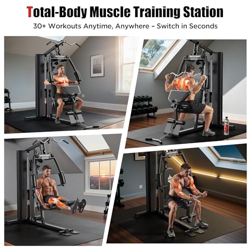 Sportsroyals Home Gym, Workout Equipment, 154LBS Weight Stack, Home Gym Equipment, Exercise Equipment, Multi Home Gym Station, Full Body Strength Training
