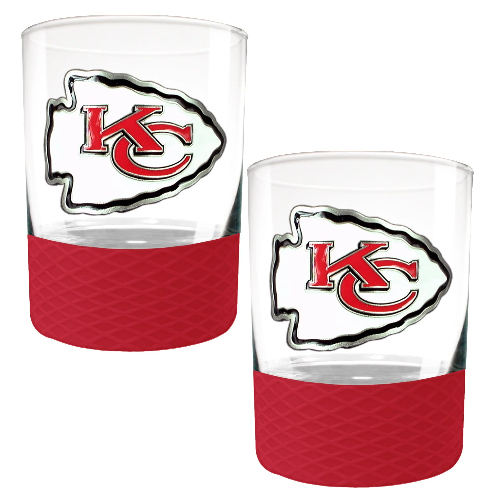 Kansas City Chiefs 2-Pack 14oz. Rocks Glass Set with Silcone Grip
