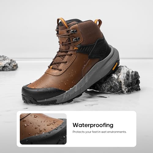 NORTIV 8 Men's Waterproof Military Tactical Work Boots Leather Motorcycle Combat Lightweight Non-Slip Hiking Boots for Men Defender