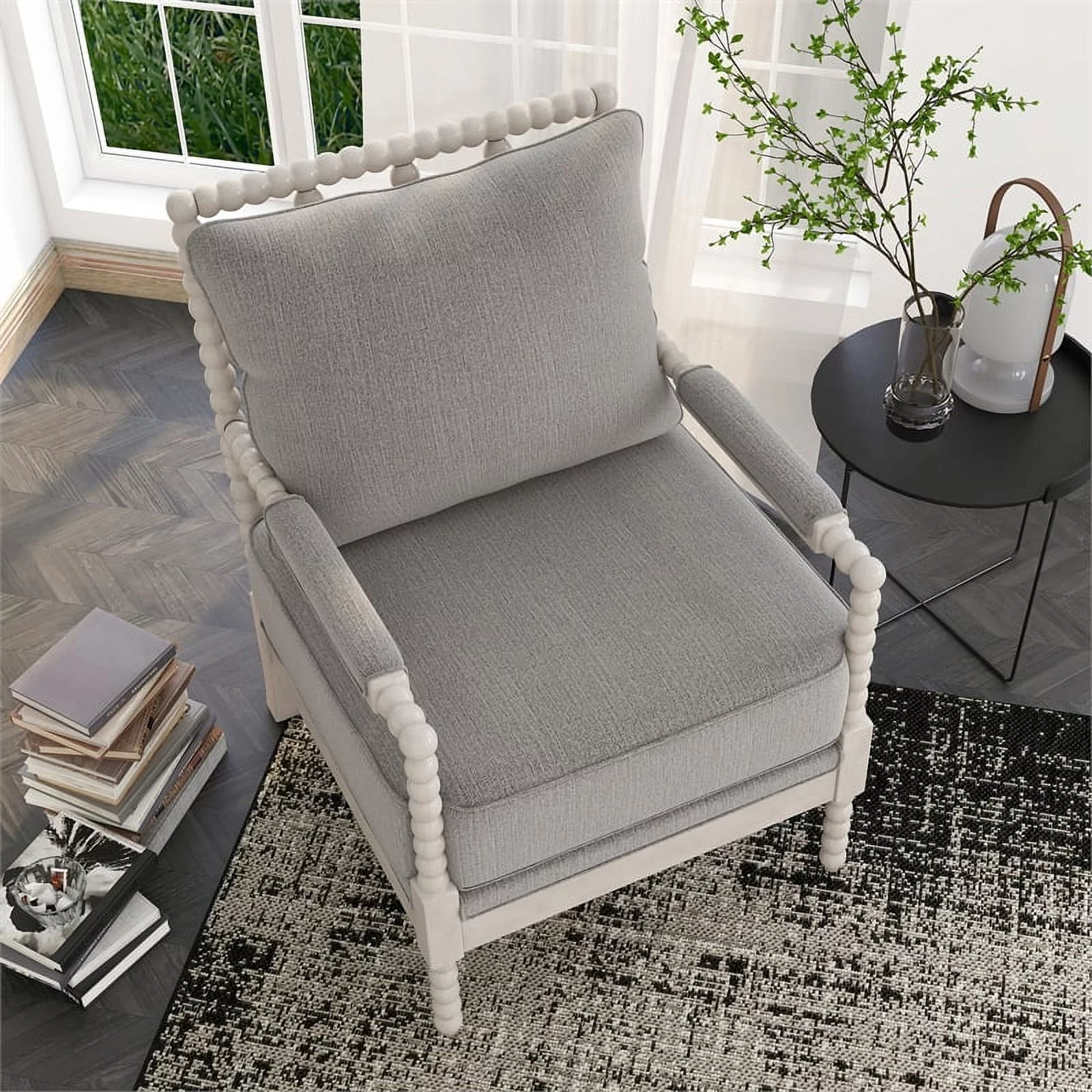 Furniture of America Elm Fabric Cushioned Accent Chair in Gray