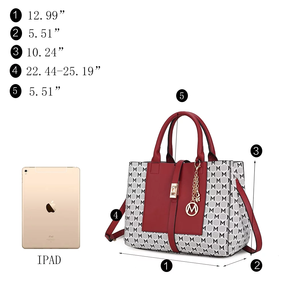 MKF Collection Yuliana Circular M emblem Print Satchel Handbag with Wallet by Mia K - 2 pieces