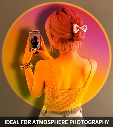 Sunset Lamp Projector,Multicolor Changing Night Light 360 Degree Rotation Rainbow Led Sun Lamp for Photography Backgrounds,Party,TikTop Live,Christmas Gifts,Home Decor,Mood Lighting