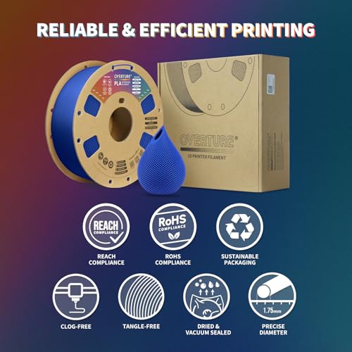 OVERTURE PLA Filament 1.75mm PLA 3D Printer Filament, 2kg Cardboard Spool (4.4lbs), Dimensional Accuracy +/- 0.02mm, Fit Most FDM Printer (Black 2-Pack)