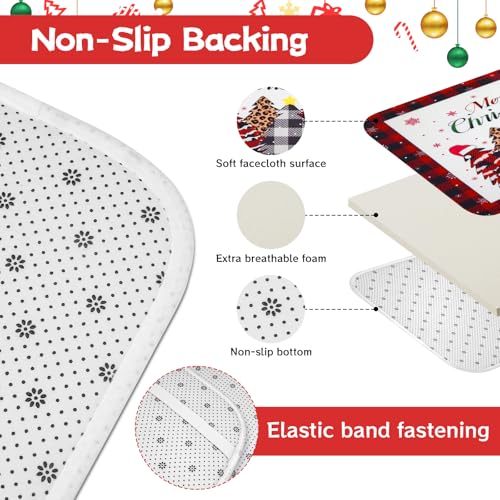 4Pcs Christmas Shower Curtain Set - Merry Christmas Bathroom Set Holiday Shower Curtain with Non-Slip Rugs, Toilet Lid Cover and Bath Mat