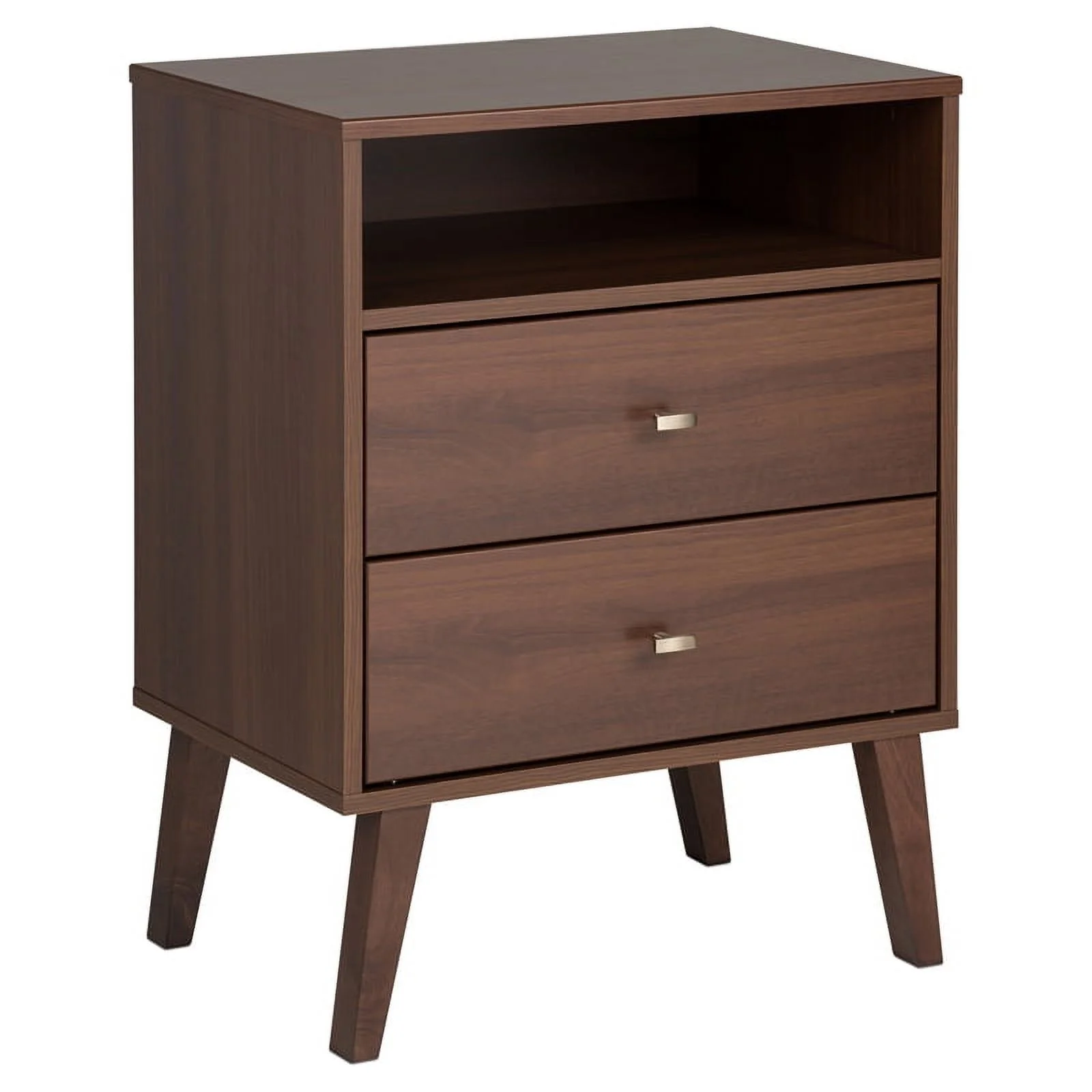 Home Square 2 Piece Wood Tall Nightstand Set with 2 Drawer in Cherry