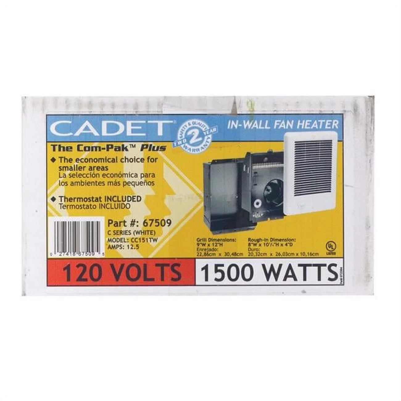 Compak PLus 67509 Cadet Compak Plus 1500W Wall Heater