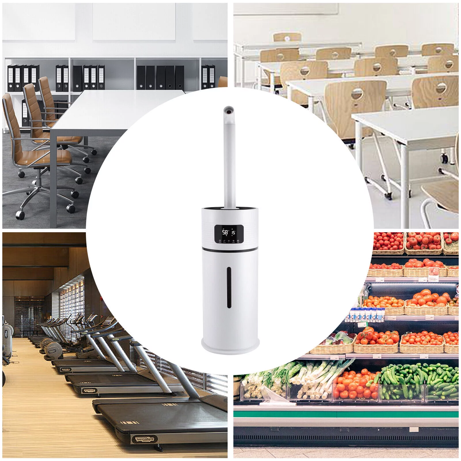 ZhdnBhnos 15L/4Gal Commercial Air Humidifier Large Room Essential Oil Cool Mist Diffuser Whole House 360° Nozzle 538.2ft²