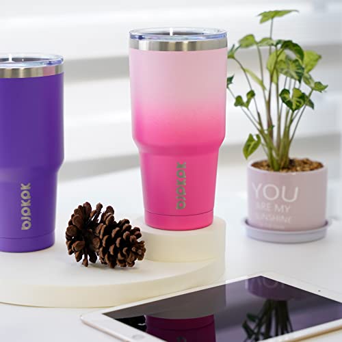 BJPKPK Insulated Tumbler 20 oz Stainless Steel Coffee Travel Thermal Cup With lids And Straws,Light Pink