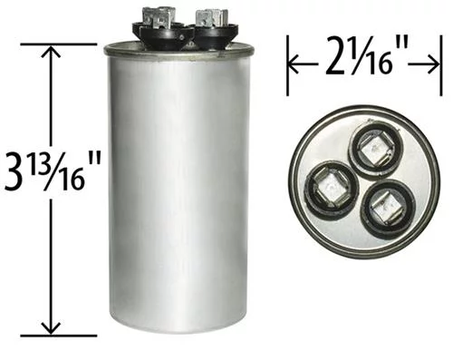 35/7.5 uF MFD x 370 VAC Dual Round Genteq / GE Industrial Replacement Capacitor # C33575R / 97F9829
