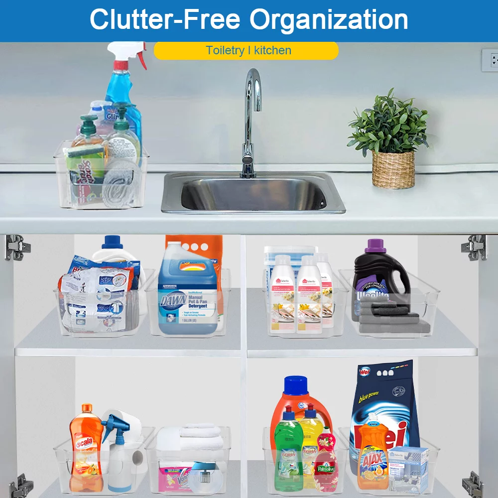 Clear Plastic Fridge Organizer Bins -WEPSEN 7-Piece Set for Refrigerator, Freezer, Kitchen Cabinet - BPA-Free Pantry Storage for Fruits, Vegetables, Eggs, Drinks