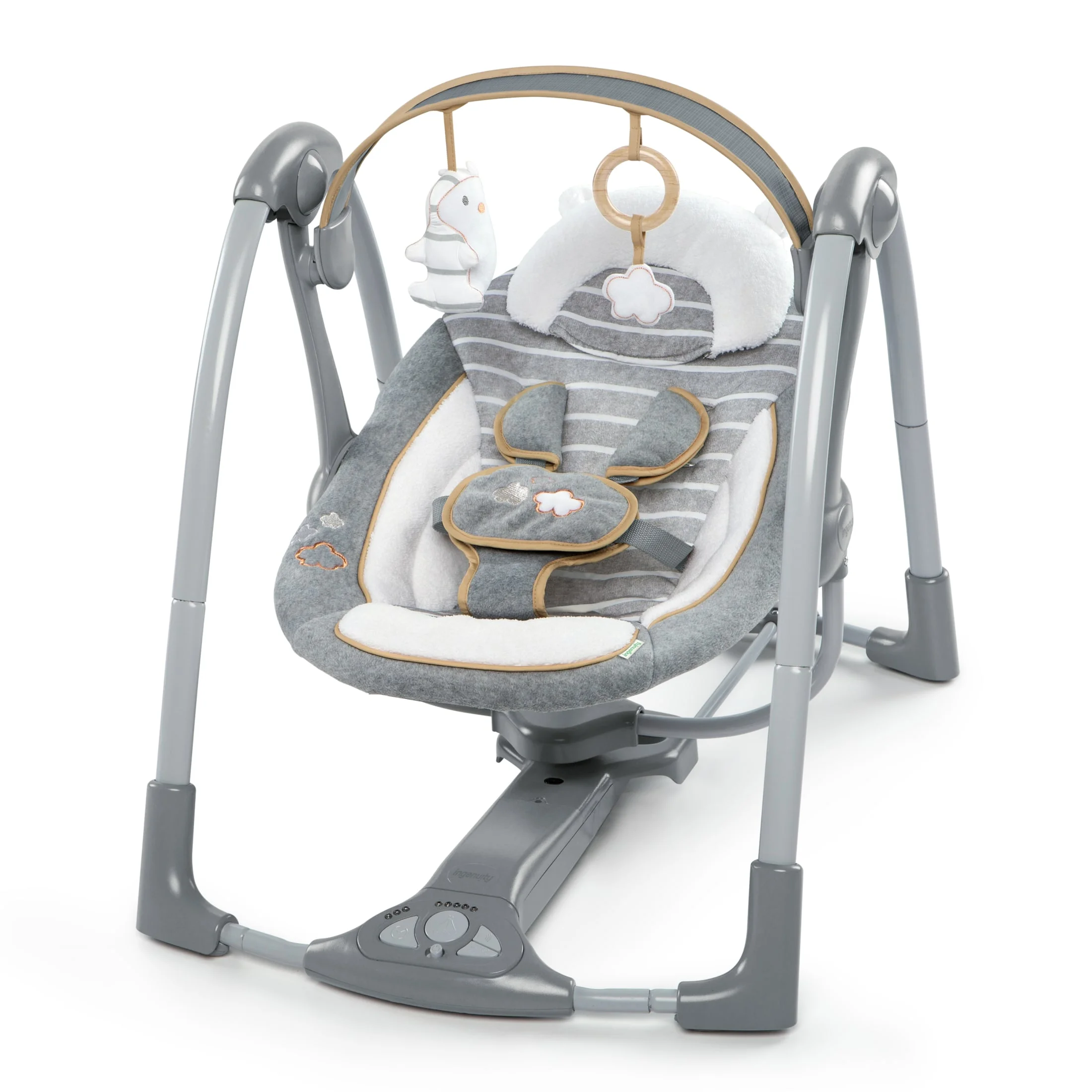 Ingenuity Boutique Collection Deluxe Swing 'n Go Portable Baby Swing - Bella Teddy (Unisex)