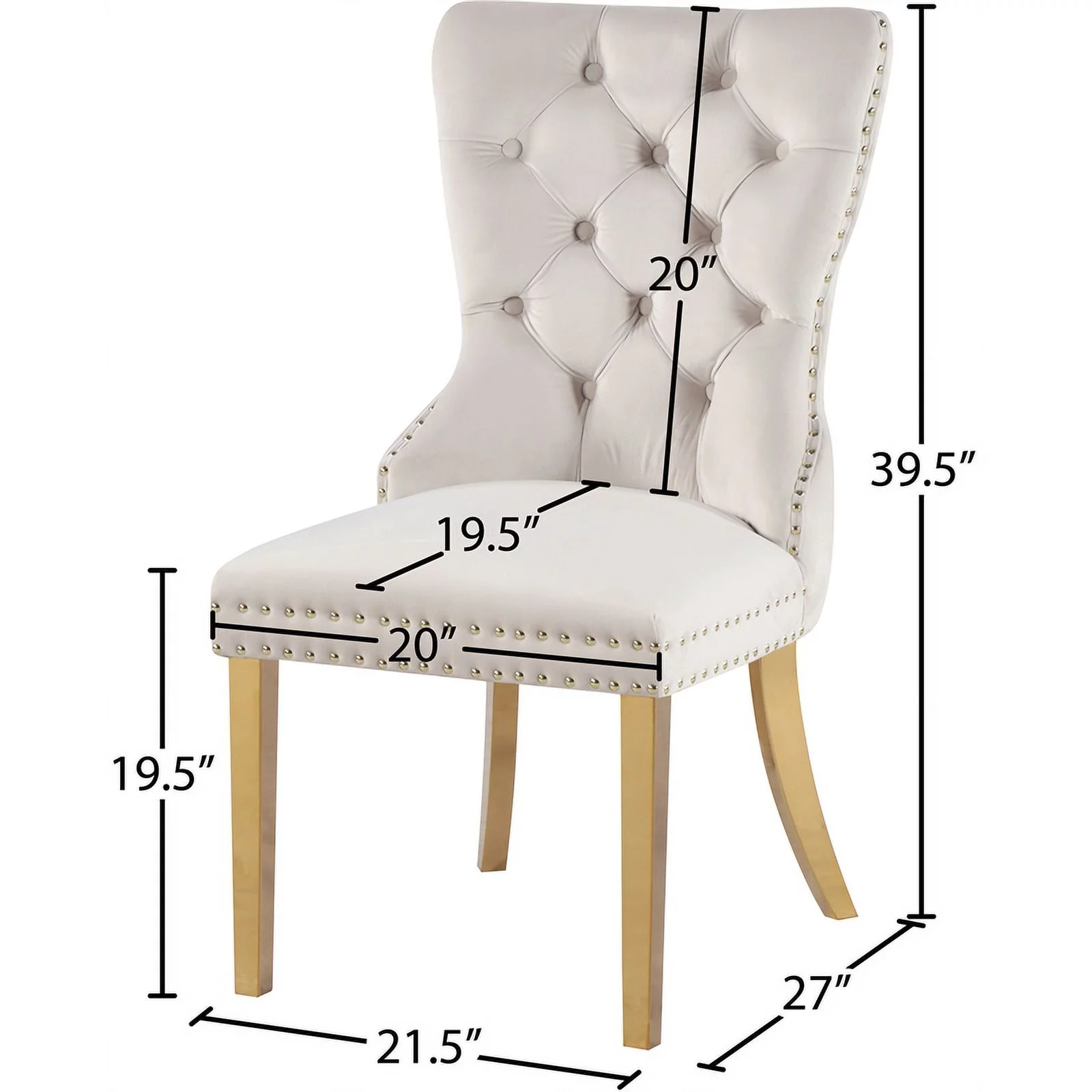Meridian Furniture Carmen Cream Velvet Dining Chairs (Set of 2)