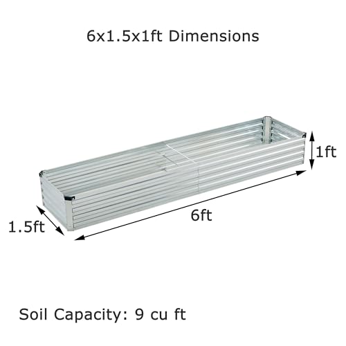 8x4x1ft(2 Pack) Galvanized Raised Garden Bed,Outdoor Planter Box Metal Patio Kit Planting Bed for Vegetables Flowers Herb,Silver