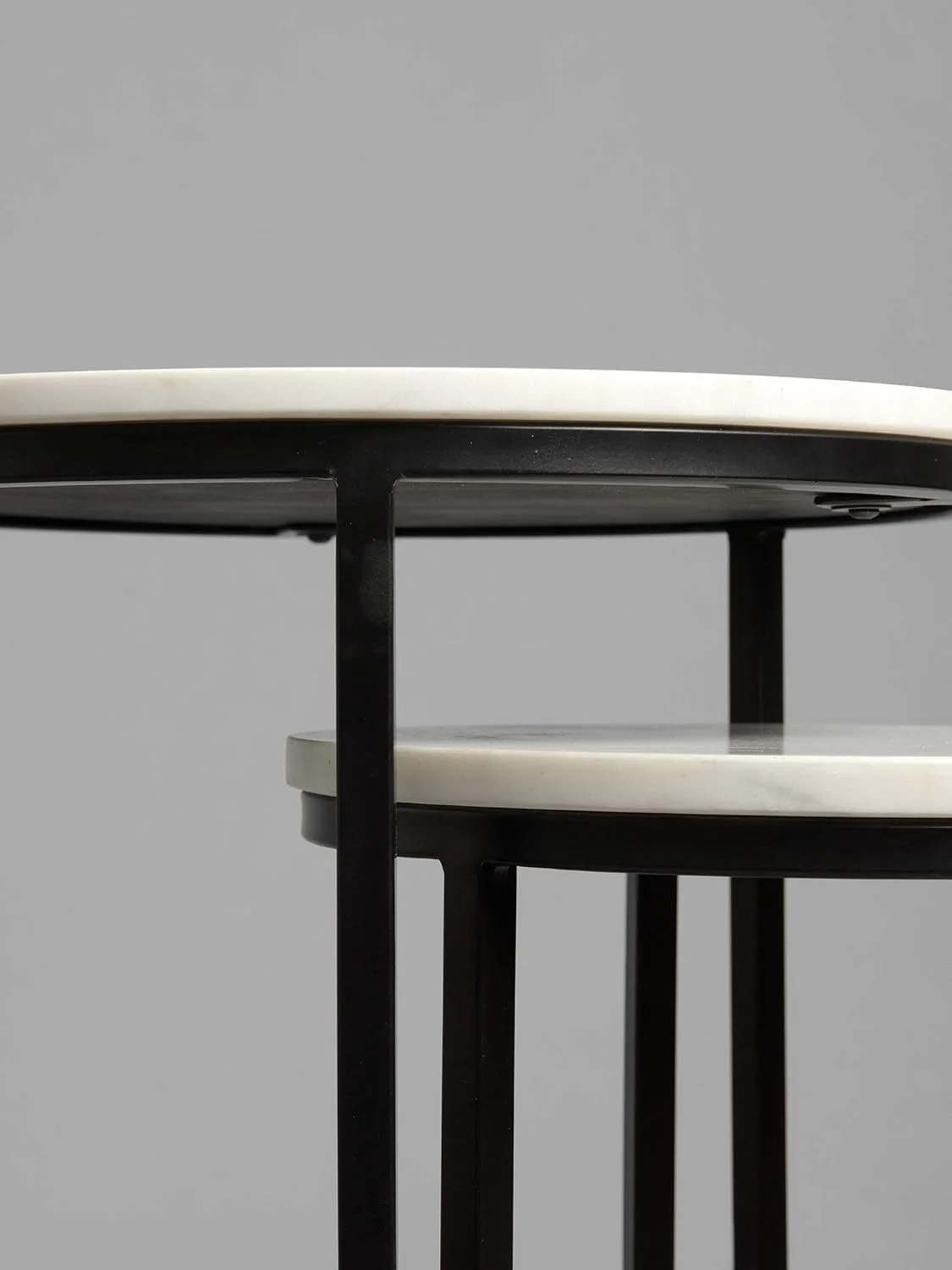 TJUNBOLIFE Ellery Marble Nesting Tables - Whtie & Black - 15½\u201C L x 15½\u201C W x 28\u201D H