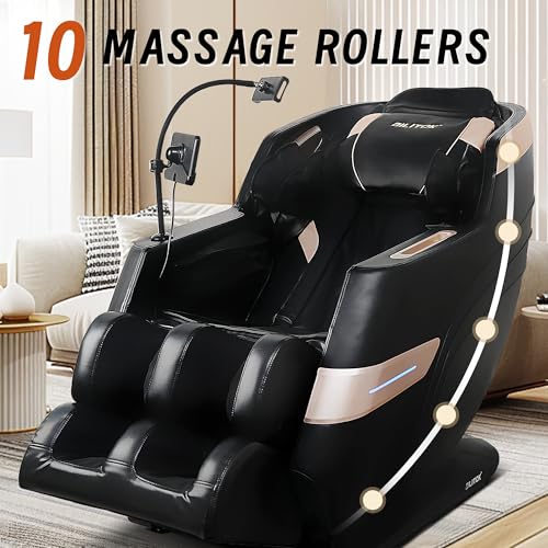 Zero Gravity Massage Chair, Full Body Recliner with Heating, Bluetooth Speaker, Airbags, Touch Screen, Phone Stand, Foot Roller, Black