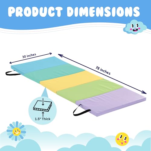 New Bounce Tumbling Mat for Kids - Gymnastics Mat - Folding Exercise Tumble Mat for Home Gyms